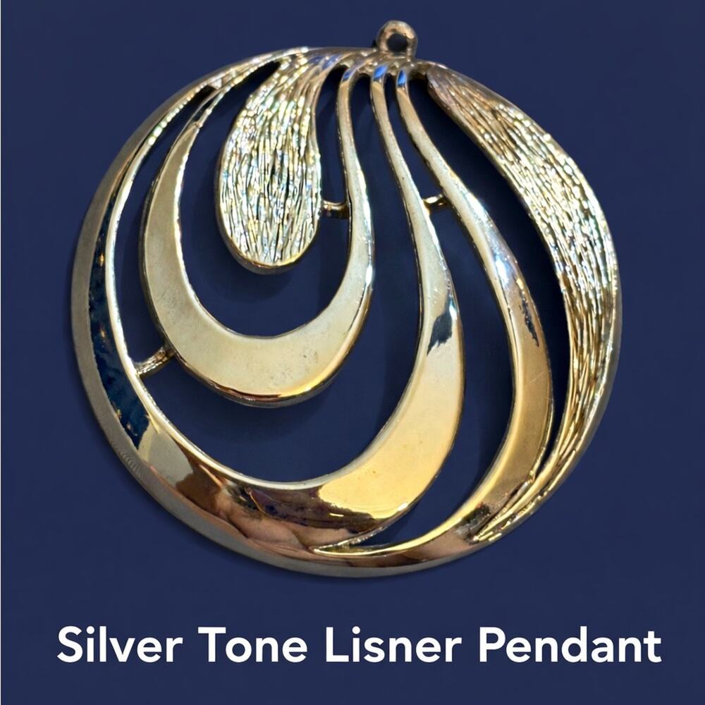 Vintage Lisner Silver Tone Pendant 2"